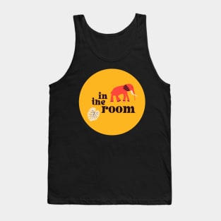 Elephant in the room: Retro font and art in bright red and yellow (with bonus monstera leaf) Tank Top